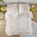 ZUN Full/Queen Floral Reversible Cotton Duvet Cover Set with Throw Pillow B035P217814