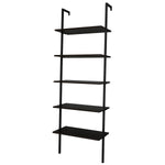 ZUN 5-Shelf Wood Ladder Bookcase with Metal Frame, Industrial 5-Tier Modern Ladder Shelf Wood 64446382