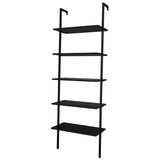 ZUN 5-Shelf Wood Ladder Bookcase with Metal Frame, Industrial 5-Tier Modern Ladder Shelf Wood 64446382