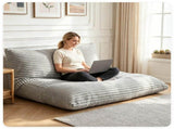Gray Convertible Corduroy Bean Bag Floor Sofa for Adults, 76.5x55 Inch Sponge Filling Foldable Floor 55415567