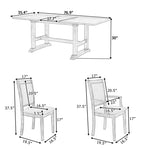 ZUN 7-Piece Updated 76.9inch Extendable Trestle Dining Table Set Removable Leaf, Kitchen Table Set 96697951