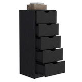 ZUN Basilea 5 Drawers Tall Dresser, Pull Out System -Black B20092124