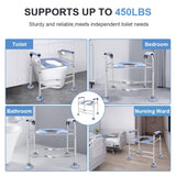 Raised Toilet Stool With Handle, Weight 400 LBS, Adjustable Height, Bottom Suction Cup, Smooth And 94460976