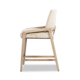 Arizona 25.5" Solid Ash Wood Upholstered Counter Stool with Rope Detail, Crme de la Crme White B2719P238401