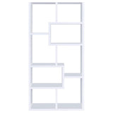 8-shelf White Geometric Bookcase B062P145424