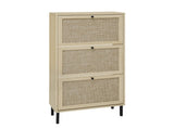 Rattan 3 Door Shoe Rack, Freestanding Modern Shoe Storage Cabinet, for Entryway 93242944