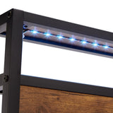 Full Size Metal Platform Bed Frame with Wooden Headboard and Footboard with USB LINER, LED Lights, W311134460