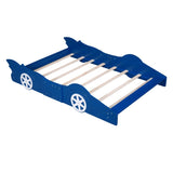 Full Size Race Car-Shaped Platform Bed with Wheels,Blue WF298788AAC
