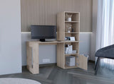 Writing Desk With Bookcase and Cabinet, Light Gray B097120595