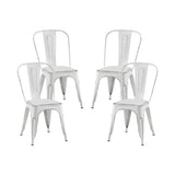 ZUN 2pc Modern Sanded Matte White Finish Metal Dining Room Kitchen Bar Chairs Contemporary Aesthetic B011P238551