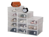 Shoe Storage Boxes 12 Pack Clear Plastic Stackable - White 16104791