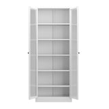 Metal Kitchen Pantry - 72" Tall Storage with 5 Adjustable Shelves, White Freestanding 19252477