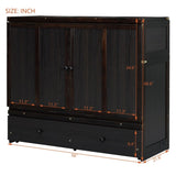Full Size Murphy Bed with USB Port and a Large Drawer, Espresso N708P205903P