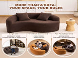 LY-042 Full Compression Sponge Loveseat, S-Curved Dual-Depth Sofa, Brown Chenille Modular for Small W2231P329732