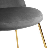 ZUN Modern Upholstered Dining Chair Set of 2 with Gold Legs - grey W131457264