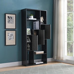 ZUN Bookcase Display Storage Cabinet, Multi Shelves Black & Distressed Grey B107130968