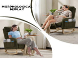 Modern Accent Rocking Chair Rocking Chair with Solid Wood Legs, Upholstered Nursery Glider Rocker, 59526462