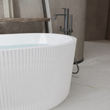 59"Linear AcrylicFreestanding Bathtub Stand Alone Soaker Tub, Glossy White Acrylic, POP-UP Chrome W1675P288930