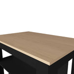 ZUN Light Pine and Black Kitchen Island with Open Storage B062P230640