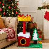 29.5in Christmas Themed Plush Cat Tree, Multi-level Cat Tower with Cat Condo, Top Crown Perch, Sisal 29552567