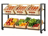 2-Tier Rolling Beer Crate Storage Rack with Hooks, Adjustable Tilt Mobile Metal Drink Organizer Cart 89026477
