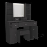 ZUN The Black dressing table with LED mirror is equipped with a hair dryer rack, and the dressing tables W1320P186715