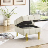 22 inches Anti-scratch Leather Storage Ottoman, Pet Friendly Entryway Bench with Golden Stainless W1191P196357