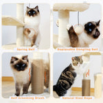 ZUN Small Cat Tree for Indoor Cats, Medium Cat Tower with Interactive Cat Toy,32.7" Cat Condo with Self 07683678