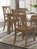 ZUN Casual Brown Finish Side Chairs Set of 2 Pine Veneer Transitional Double-X Back Design Dining Room B01143556