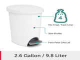 (2 pack) Small Bathroom Trash Can, 2.6 Gallon Plastic Garbage Bucket Bin with Step Lid, White 90924246