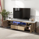 ZUN 70 Inches Modern TV stand with LED Lights Entertainment Center TV cabinet with Storage for Up to 75 35669036