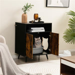 ZUN Double door litter box, brown wood interior storage furniture, nightstand, side table, end table 03824678