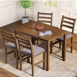 ZUN 5PCS Stylish Dining Table Set 4 Upholstered Chairs with Ladder Back Design for Dining Room Kitchen W1673130773