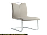 Unique Style Chrome Metal Finish Side Chairs 2pc Set Gray-Taupe Faux Leather Upholstered Casual B01156551