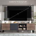 ZUN Modern TV with 3 Cabinets& Open Shelves, Color-matching Media Console Table for TVs up to 80'', N710P174923P