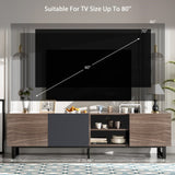 ZUN Modern TV with 3 Cabinets& Open Shelves, Color-matching Media Console Table for TVs up to 80'', N710P174923P