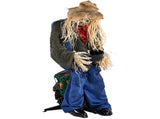 4.5ft Halloween Sitting Scarecrow Decoration with Red Light-Up Eyes, Sound-Activated Head Movement & 14917583