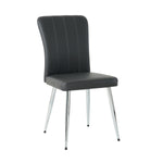 ZUN Modern Charcoal PU dining chair, cloth upholstered chair, electroplated metal chair legs, suitable W210P224293