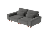 Dark Gray Chenille Deep Seat 2-Seater Sofa with Brushed Stainless Steel Cup Holders and 2 Decorative 87431634