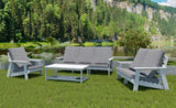 HIPS All-Weather Outdoor Single Sofa with Cushion, White/Grey W1209114905