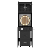 Small Vanity Desk with Mirror and LED Lights, Makeup Table with Charging Station and drawers and 89825155