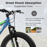 ZUN S24109 Elecony 24 Inch Fat Tire Bike Adult/Youth Full Shimano 7 Speeds Mountain Bike, Dual Disc W709P174687