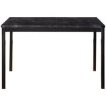 ZUN 1pc Dining Table Black Faux Marble Top Casual Dining Room Furniture Metal Frame B011P265588