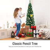 6ft Slim Pencil Christmas Tree - Space-Saving Design for Small Corners, 400 Realistic PVC Branches 07280669