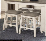 Antique White Finish Set of 2 Counter Height Barstool Brown Textured Fabric Upholstered Nailhead B011P178967
