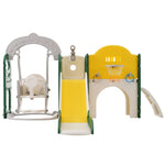 ZUN Toddler Slide and Swing Set 8 in 1, Kids Playground Climber Slide Playset with Basketball Hoop 64182676