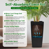 Square Planter for Indoor or Outdoor Use, 22-Inch High Faux Rattan Design Planter with Automatic W3213P311468