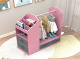 Kids Costume Organizer Costume RackKids ArmoireOpen Hanging Armoire Closet with Mirror-PINK 17806571