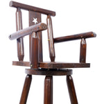 ZUN Rustic Bar Stool - Fir Wood Construction, Chair withDecorative Star Backrest, Footrest,Wide Armrest, 37409700