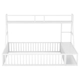 ZUN Full Size Floor Bed Frame with Safety Fence, Metal Floor Bed with Desk and Storage Shelves, W1580P240069